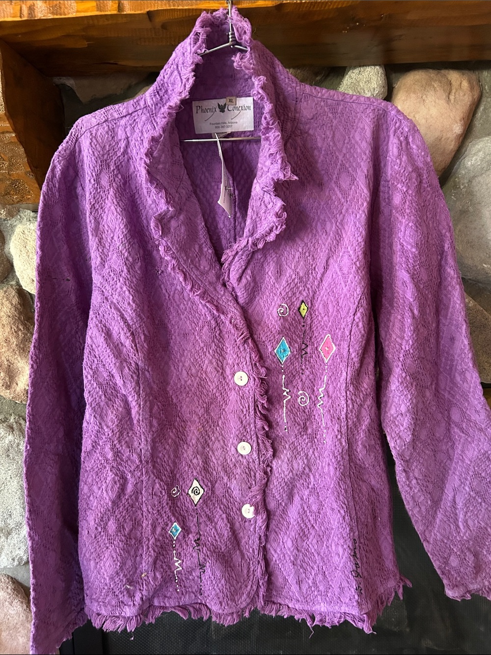 Phoenix Conexion Women's Lavender Textured Button-Up Artisan Jacket, Sz XL, NWT